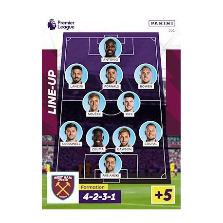 Line-Up West Ham United 351