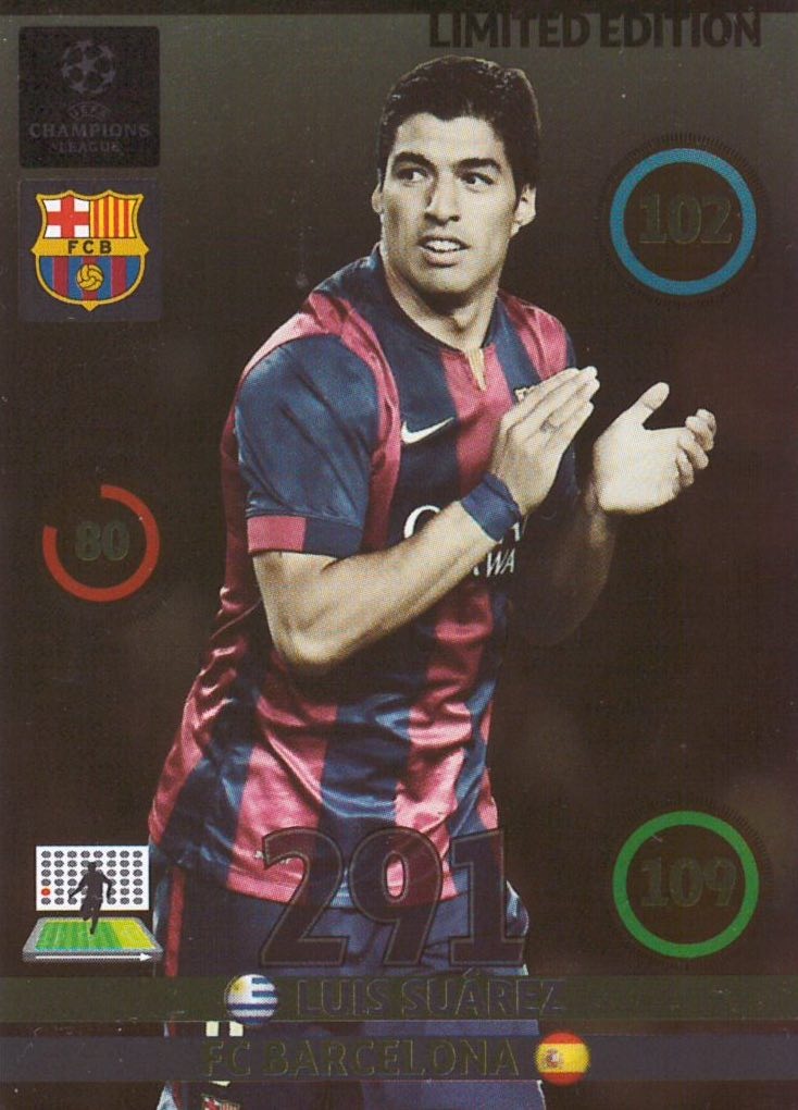 Trading Card of Luis Suarez Limited Edition Panini Adrenalyn XL