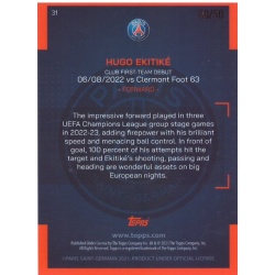 Trading Cards Hugo Ekitiké Our City - RC 08/50 Yellow Topps Paris Saint-Germain Team Set 22/23