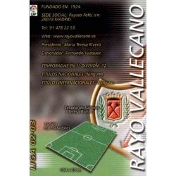 Indice Rayo Vallecano 235 Megafichas 2002-03
