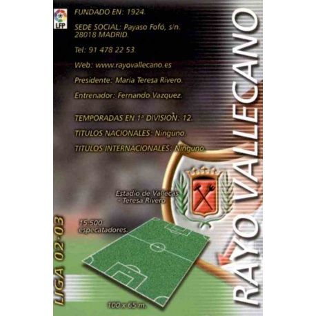Indice Rayo Vallecano 235 Megafichas 2002-03
