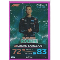 Logan Sargeant Rookie Pink Parallel F1 Gladiators 342