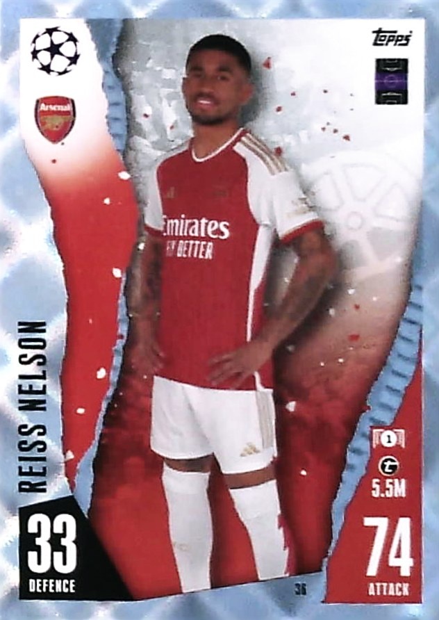 アーセナル NELSON 24 Sale Cards Reiss Nelson Arsenal Crystal Topps Match Attax 23/24