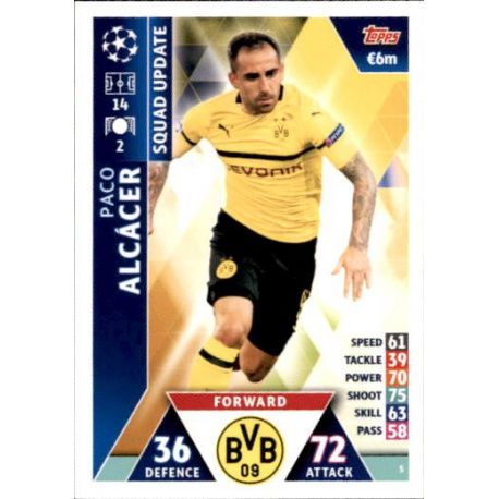 Paco Alcácer Borussia Dortmund UP5 Match Attax Champions 2018-19