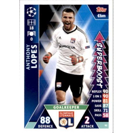Anthony Lopes Super Boost UP82 Match Attax Champions 2018-19