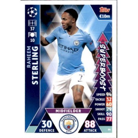 Raheem Sterling Super Boost UP84 Match Attax Champions 2018-19