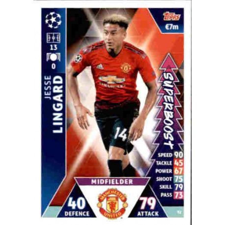 Jesse Lingard Super Boost UP92 Match Attax Champions 2018-19