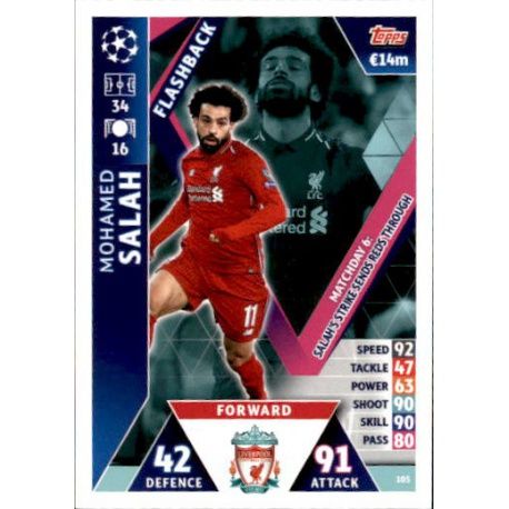 Mohamed Salah Flashback UP105 Match Attax Champions 2018-19