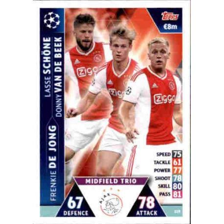 Van de Beek - de Jong - Schöne UCL Trio UP119 Match Attax Champions 2018-19