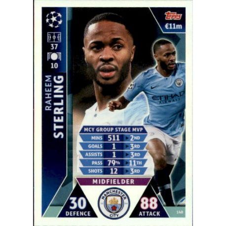 Sterling UCL Group Stage MVP UP140 Match Attax Champions 2018-19