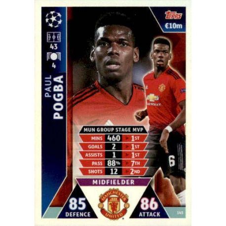 2018-19 Topps UEFA Champions League Match Attax Superstars #SU10 Paul Pogba Manchester United FC Official Futbol Soccer Card 