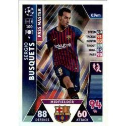 Sergio Busquets Pass Master UP157 Match Attax Champions 2018-19