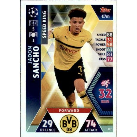 Jadon Sancho Speed King UP167 Match Attax Champions 2018-19
