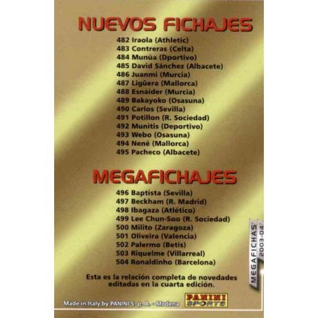 Indice 4ª Edicion Megafichas 2003-04