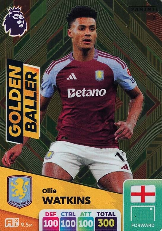 2025 Panini Adrenalyn XL Golden Baller Ollie Watkins #24/25 - Near Mint Soccer Card