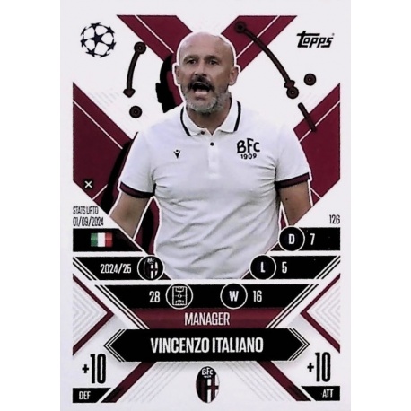 Vincenzo Italiano Manager Career Bologna FC 1909 126