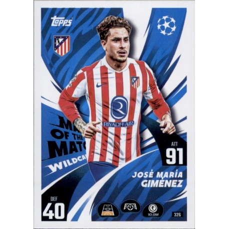 José María Giménez Man of the Match Atlético Madrid 326