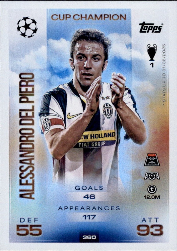Carte Merlin Calcio 95 – Alessandro Del Piero Juventus #161 – Rookie PSA – Italie