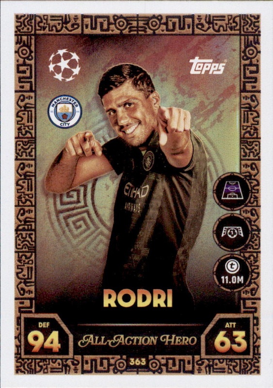 Soccer Cards Manchester City Rodri All-Action Hero Manchester City