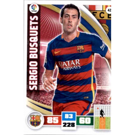 Sergio Busquets Barcelona 42 Adrenalyn XL La Liga 2015-16