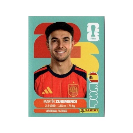 Venta Cromos Mundial Martín Zubimendi España ESP 9 Album Panini Mundial 2026