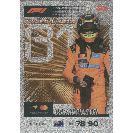 Completa tu colección  Oscar Piastri Power In Numbers Cards Formula 1 Turbo Attax 2026