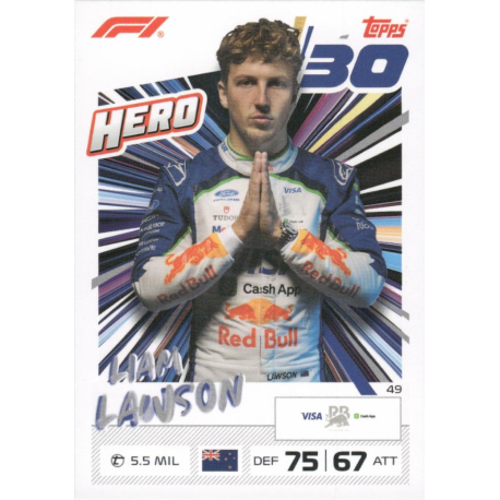Get Liam Lawson 2026 F1 Hero Cards Turbo Attax 2026
