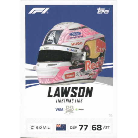 Compra Liam Lawson Lightning Lids Cartas F1 Turbo Attax 2026