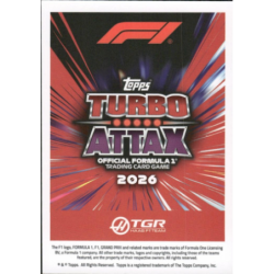 Añade a tu colección Oliver Bearman Power In Numbers Cards Formula 1 Turbo Attax 2026