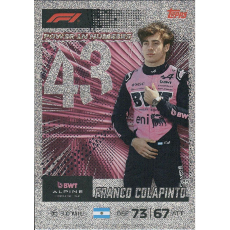 Buy Cards Franco Colapinto Power In Numbers Topps Formula 1 Turbo Attax 2026