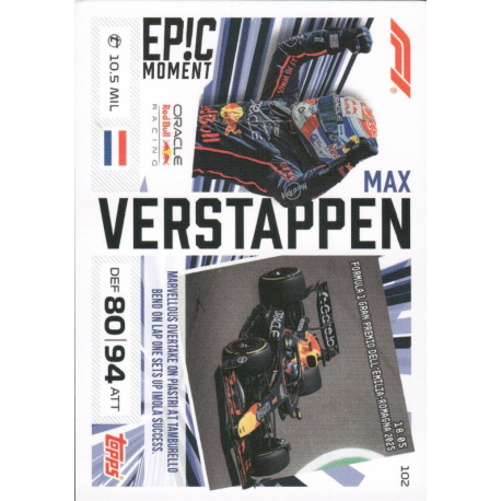 Consigue ahora Max Verstappen Epic Moments Turbo Attax Formula 1 2026