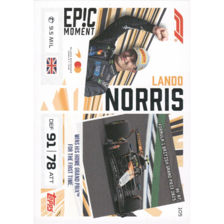 Compra Lando Norris Epic Moments Turbo Attax F1 2026