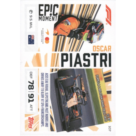Buy Cards Oscar Piastri Epic Moments Cards Turbo Attax 2026