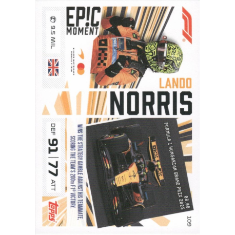 Añade a tu colección Lando Norris Epic Moments Turbo Attax Formula 1 2026