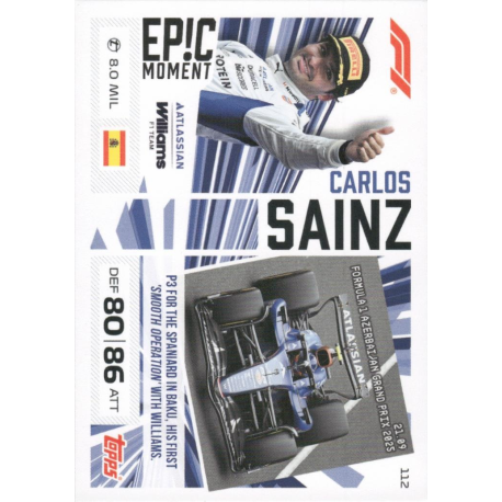 Completa tu colección Carlos Sainz Epic Moments Cartas F1 Turbo Attax 2026