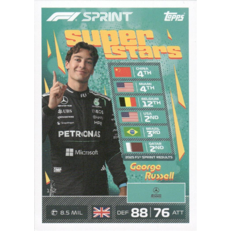 Add to your collection George Russell 2025 F1 Sprint Superstars Cards Formula 1 Turbo Attax 2026