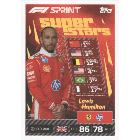 Find and Buy Cards Lewis Hamilton 2025 F1 Sprint Superstars Cards Turbo Attax 2026