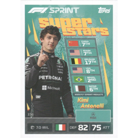 Get Kimi Antonelli 2025 F1 Sprint Superstars Cards Turbo Attax 2026