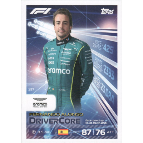 Busca y compra Fernando Alonso Drivercore Cartas Turbo Attax Formula 1 2026
