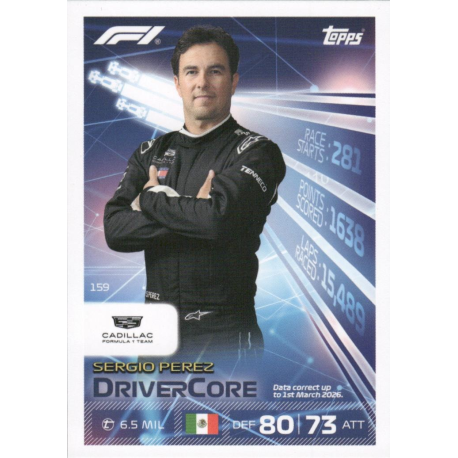 Encuentra Sergio Perez Drivercore Colección F1 Turbo Attax 2026
