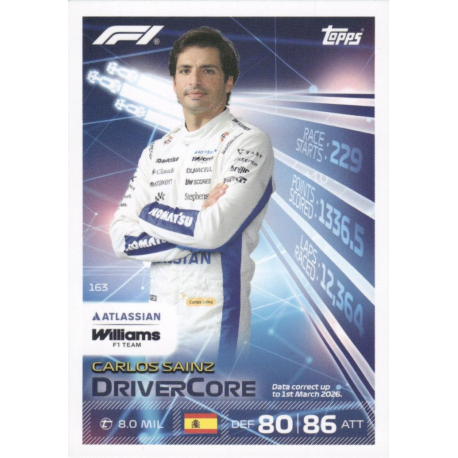 Completa tu colección Carlos Sainz Drivercore Cartas Turbo Attax Formula 1 2026