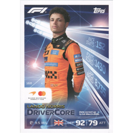 Compra online  Lando Norris Drivercore Colección Turbo Attax 2026