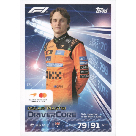 Consigue ahora Oscar Piastri Drivercore Formula 1 Turbo Attax 2026
