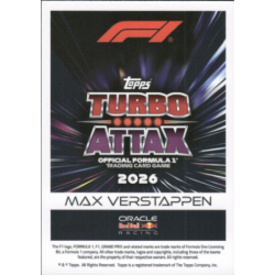 Find and Buy Cards Max Verstappen 2026 F1 Car F1 Cards Topps Turbo Attax 2026