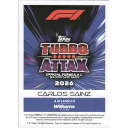 Add to your collection Carlos Sainz 2026 F1 Car Topps Formula 1 Turbo Attax 2026