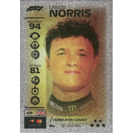 Añade a tu colección  Lando Norris F1 Turbo Attax Legacy Turbo Attax F1 2026