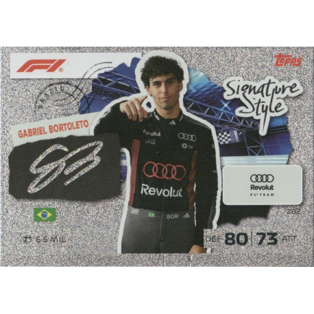 Get yours Gabriel Bortoleto Signature Style Turbo Attax Formula 1 Cards 2026