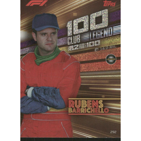 Añade a tu colección Rubens Barrichello 100 Club – Legend F1 Turbo Attax 2026