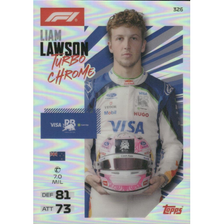 Añade a tu colección Liam Lawson Turbo Chrome Cartas Turbo Attax Formula 1 2026