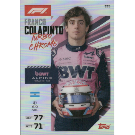Get yours Franco Colapinto Turbo Chrome Turbo Attax Formula 1 Cards 2026